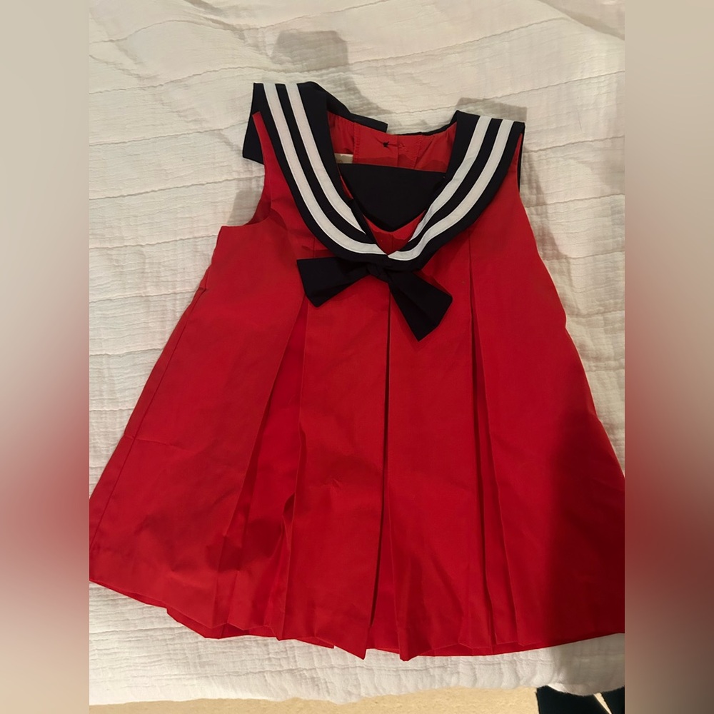 The Beaufort Bonnet Company Nautical Red Dress with Bow